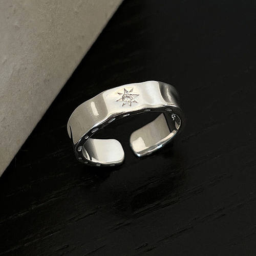 Lady Streetwear Geometric Copper Plating Inlay Zircon Rings