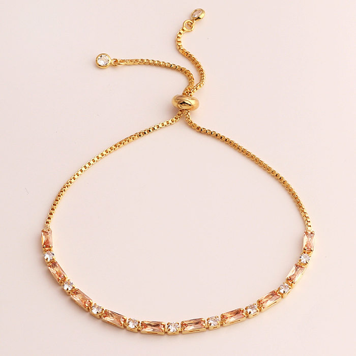 Retro-geometrische Kupfer-eingelegte Zirkon-Damen-Armband-Halskette