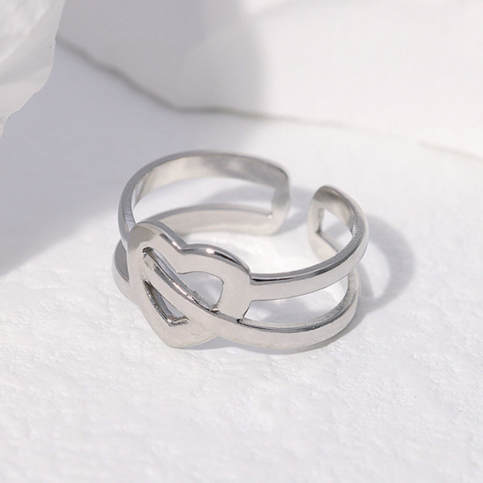 Simple Style Heart Shape Stainless Steel Plating Open Ring