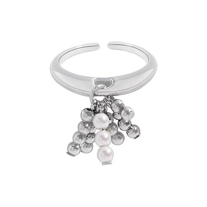 Casual Modern Style Heart Shape Copper Charm Plating Inlay Gem White Gold Plated Open Ring