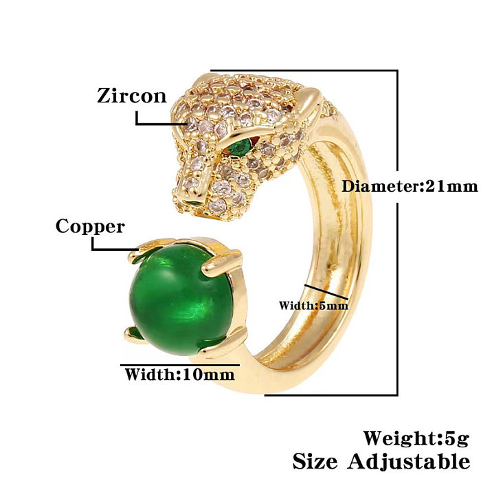 Retro Classic Style Snake Leopard Copper Inlay Zircon Rings