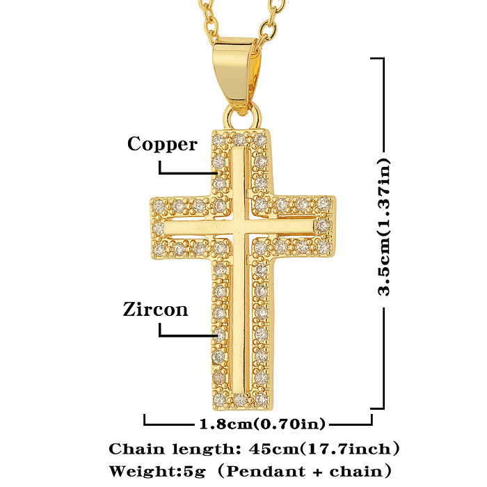 Women's Religious Cross Pendant Diamond Copper Sweater Chain Wholesale