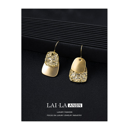 1 paire de boucles d'oreilles pendantes plaquées or 14 carats, style moderne, géométrique, cuivre