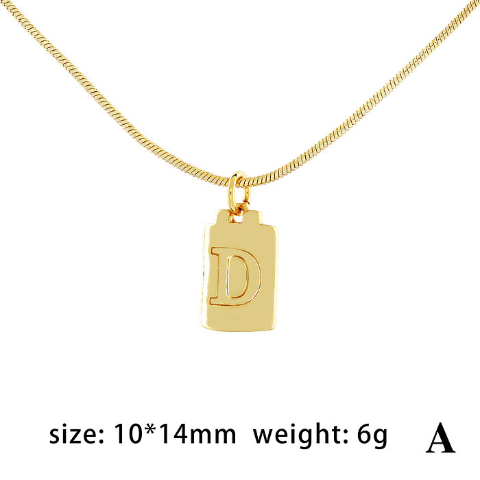 Collar chapado en oro de 18 quilates con revestimiento de cobre y letras de estilo simple