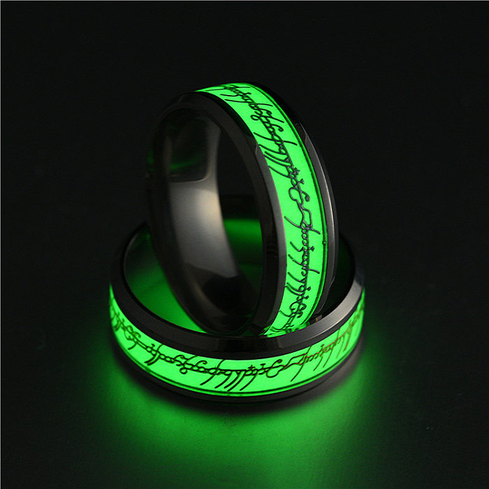 Cross-Border Ornament Stainless Steel Luminous Ring Fluorescent Stall Supply Titanium Steel Magic Ring The Lord Of The Rings Wholesale