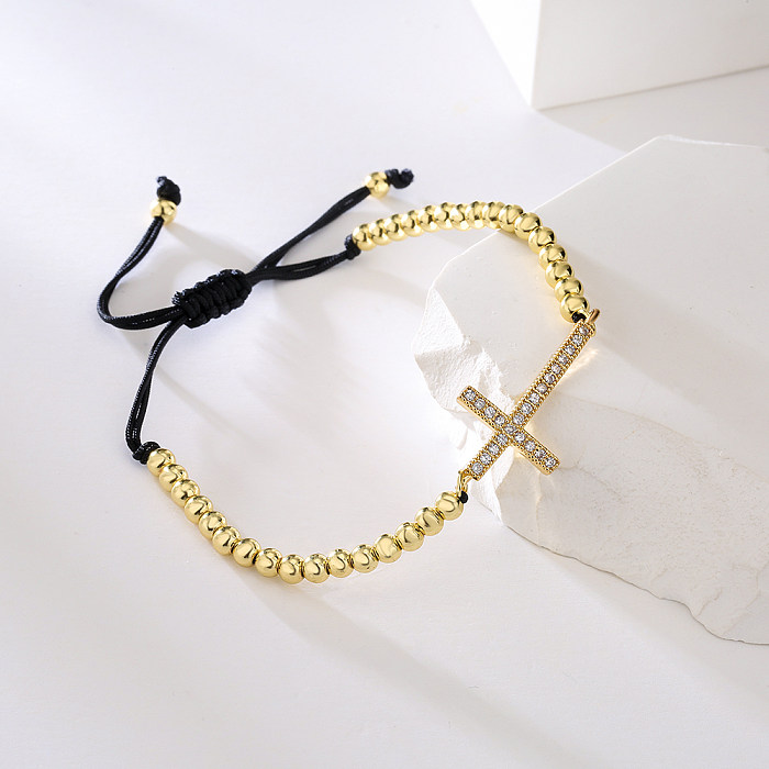 Damenmode-Kreuz-Kupfer-Armbänder mit eingelegtem Zirkon-Zirkon-Kupfer-Armband