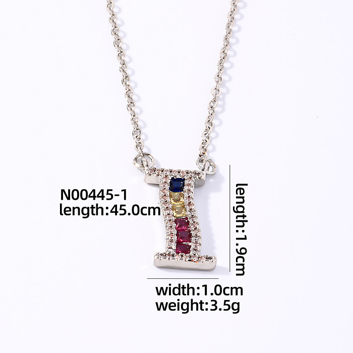 Casual Simple Style Letter Stainless Steel Copper Plating Inlay Zircon White Gold Plated Pendant Necklace