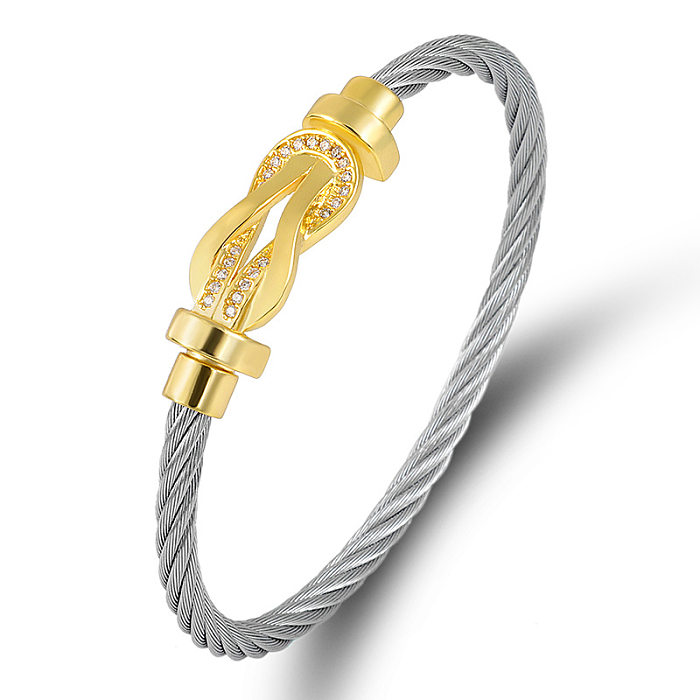 Bracelet plaqué or de placage de cuivre de bloc de couleur de trajet de style simple
