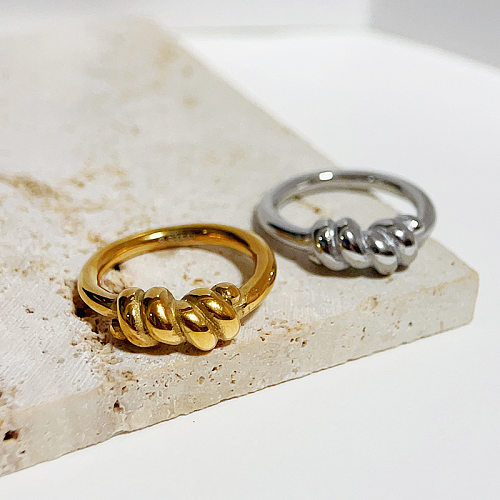 Commute Solid Color Titanium Steel 18K Gold Plated Rings In Bulk