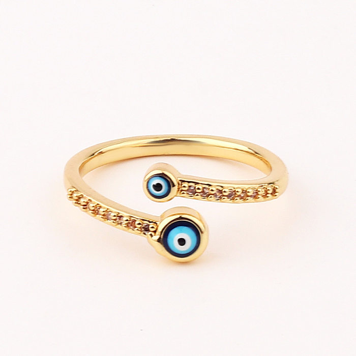 Fashion Devil'S Eye Fish Tail Copper Open Ring Inlaid Zircon Copper Rings