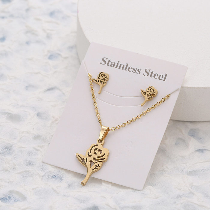 1 Piece Simple Style Star Cat Butterfly Stainless Steel Women'S Jewelry Set