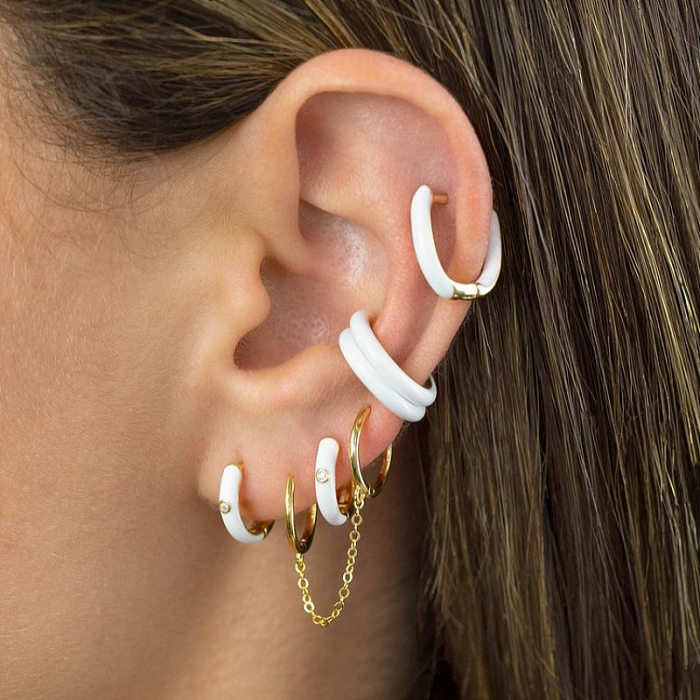 Einfache Kette glänzend einzelne Ohrringe Großhandel Schmuck Schmuck