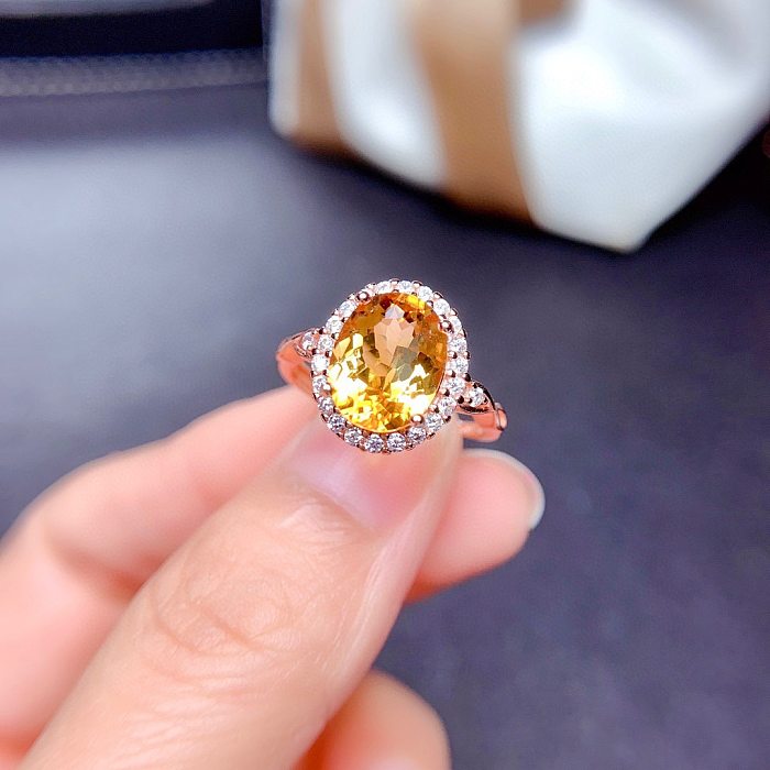 Luxuriöser offener Ring mit ovalen künstlichen Kristall-Strasssteinen aus Kupfer in großen Mengen