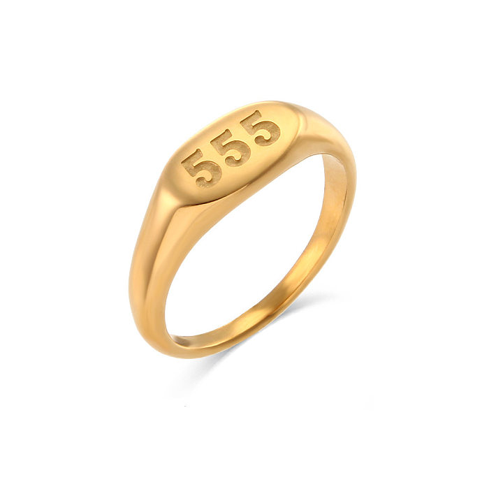 Anéis banhados a ouro 18K de aço inoxidável com letra exagerada a granel