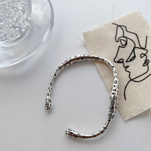 Bracelet plaqué argent avec placage de cuivre géométrique rétro