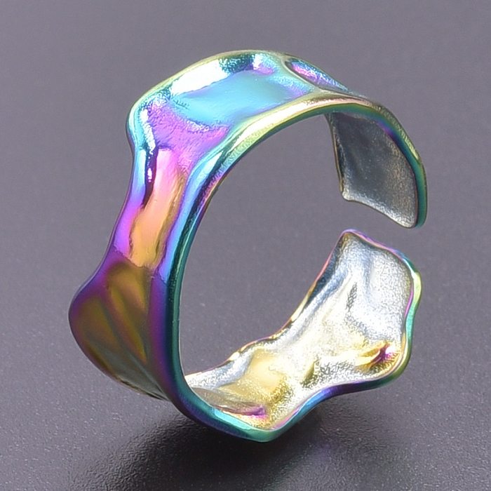 Anéis abertos de polimento de aço titânio em forma de C casual