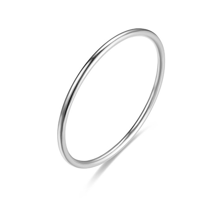 Simple Style Solid Color Titanium Steel Polishing Plating Rings 1 Piece