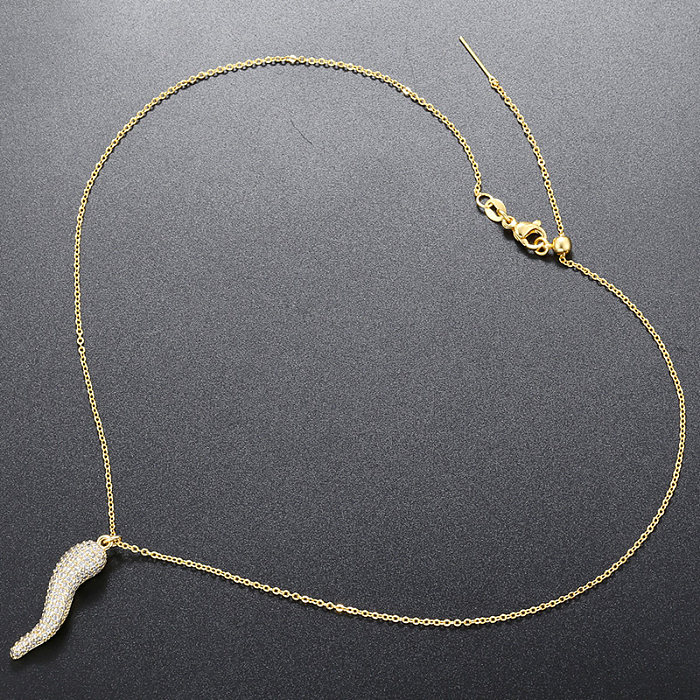 Collier avec pendentif en Zircon plaqué or 18 carats, Style Simple et décontracté, en cuivre chili, en vrac