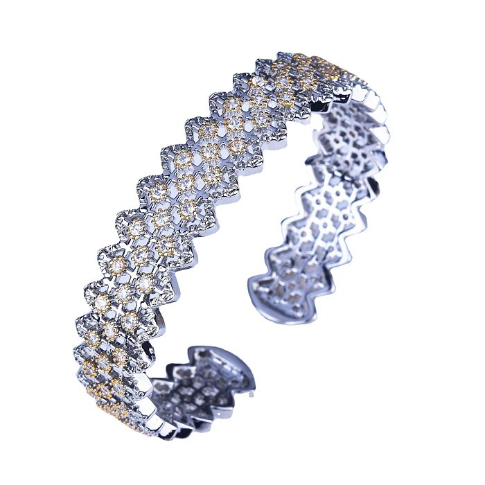 Sistema de joyería de mujer de diamante artificial con incrustaciones de cobre redondas de estilo simple