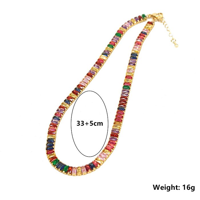 Modische Tenniskette, 6 mm, farbige Zirkon-Tenniskette, einreihige Halskette