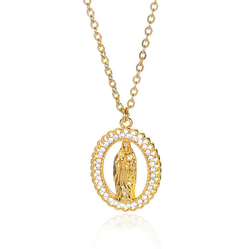 Casual Simple Style Human Copper Plating Hollow Out Inlay Zircon Pendant Necklace