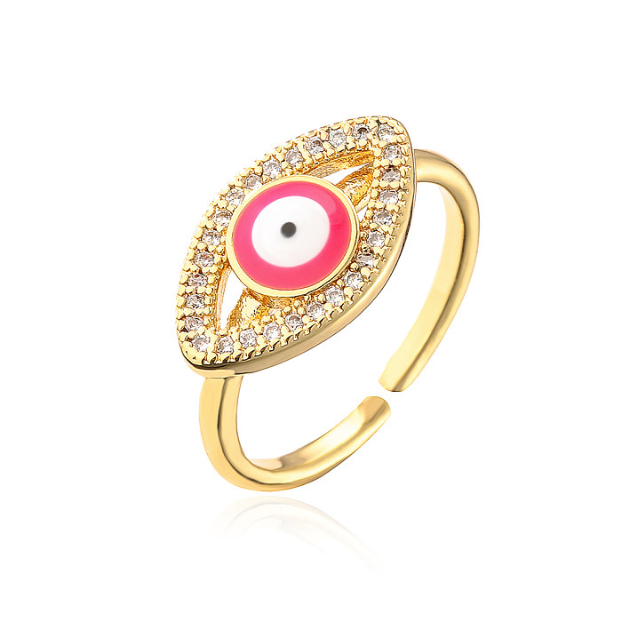 Fashion Devil's Eye Kupfer vergoldeter Zirkon offener Ring 1 Stück