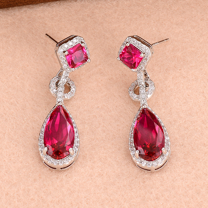 1 Pair Vintage Style Water Droplets Plating Inlay Copper Zircon Drop Earrings