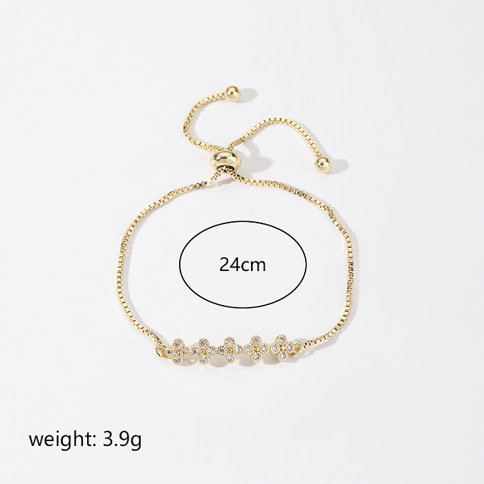 Simple Style Classic Style Commute Flower Copper Plating Inlay Zircon 18K Gold Plated Silver Plated Bracelets