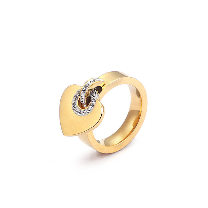 Stainless Steel Diamond Heart-shaped Fashion Ring Wholesale Jewelry jewelry