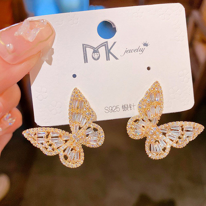Fashion Butterfly Copper Plating Ear Studs 1 Pair