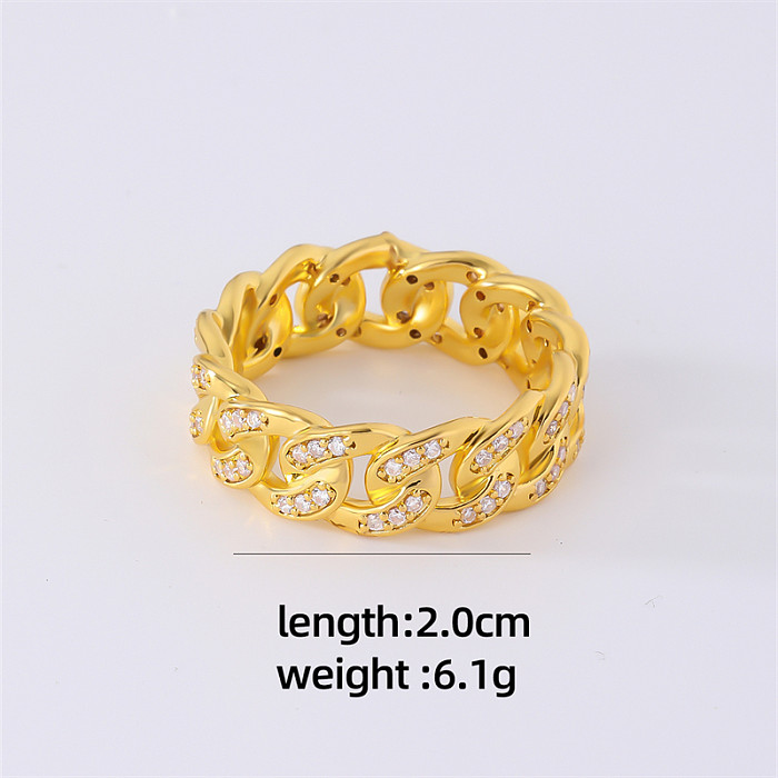Hip-Hop Cool Style Shiny Geometric Copper Inlay Zircon Rings
