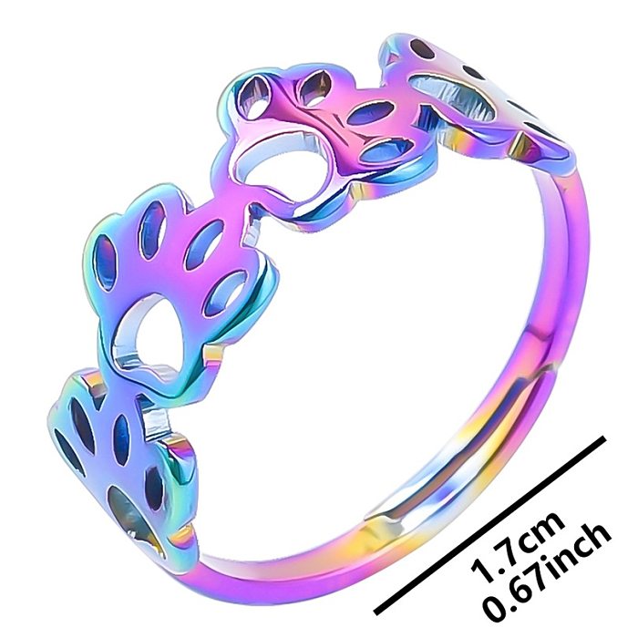 Wholesale Cute Paw Print Stainless Steel Open Ring