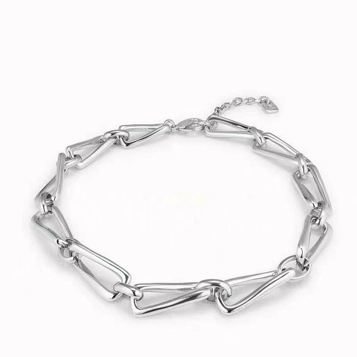 Elegant Triangle Copper Plating Silver Plated Bracelets Necklace