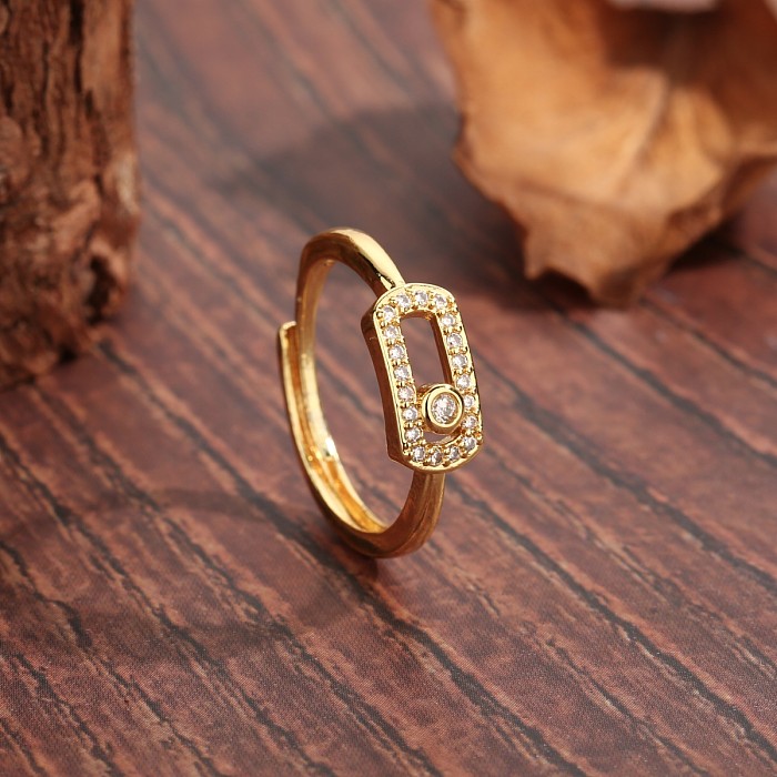 O ouro simples do zircão 18K do embutimento do chapeamento de cobre da cor sólida do estilo chapeou anéis abertos