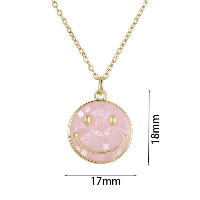 Fashion Smiley Face Shell Copper Enamel Pendant Necklace 1 Piece