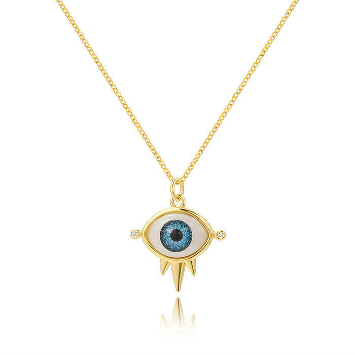 Hip-Hop Retro Eye Copper Plating Gold Plated Pendant Necklace
