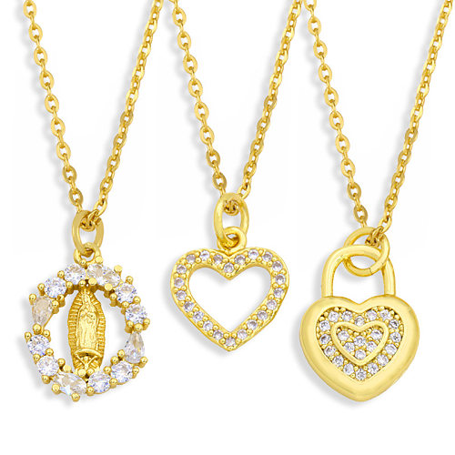 Wholesale Heart-shaped Hollow Moon Madonna Pendant Necklace jewelry