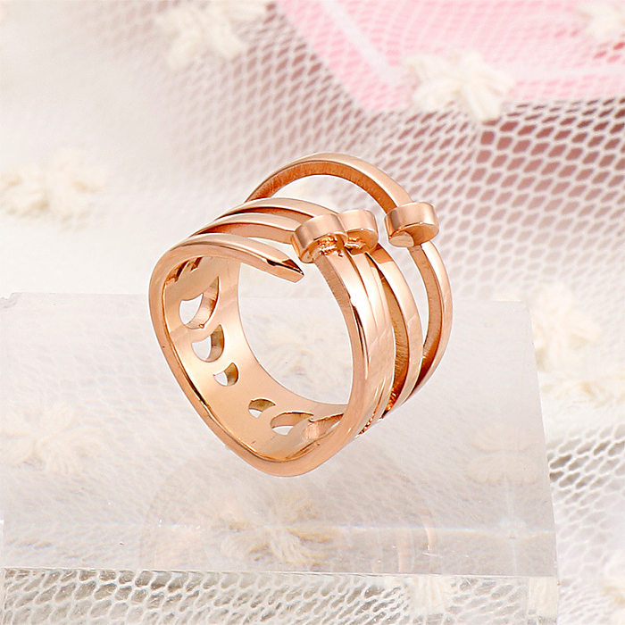 New Style Stainless Steel Joint Hollow Ring Fashion Simple Index Finger Korean Simple Ring