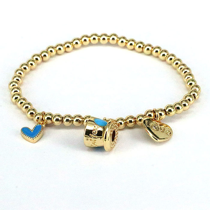 Bracelets en cuivre en forme de coeur de lettre de mode Bracelets en cuivre émaillé 1 pièce