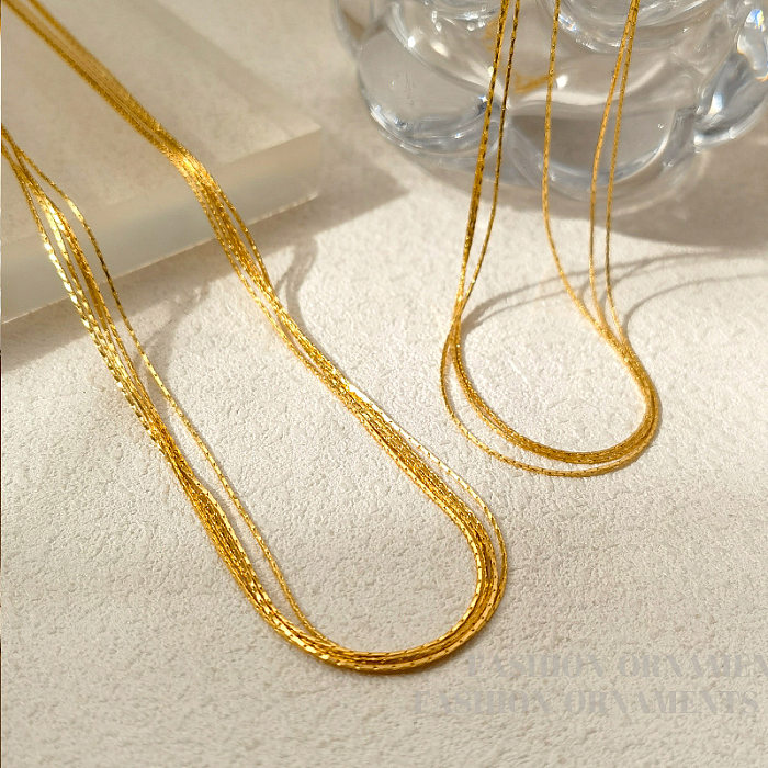 1 Piece Simple Style Solid Color Copper Plating Layered Necklaces