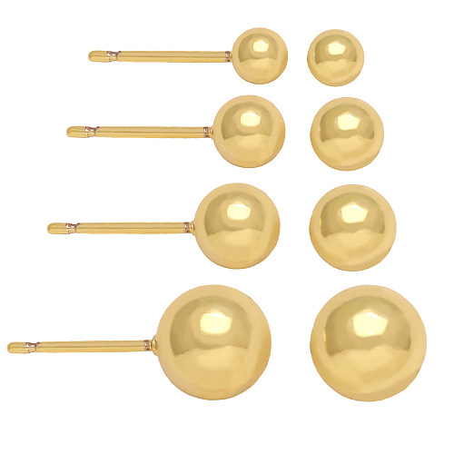 1 Pair Basic Simple Style Round Copper Plating 18K Gold Plated Ear Studs