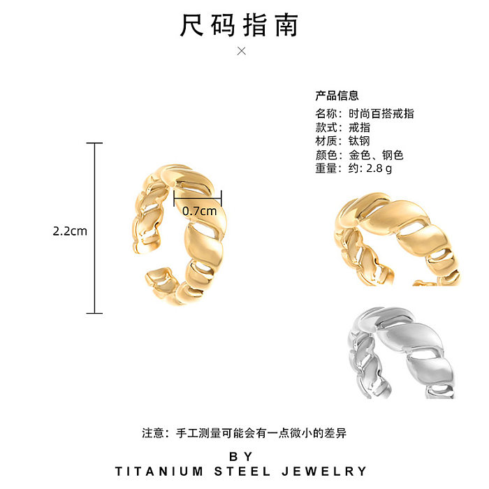 Simple Hemp Pattern Stainless Steel Fashion Metallic Ring