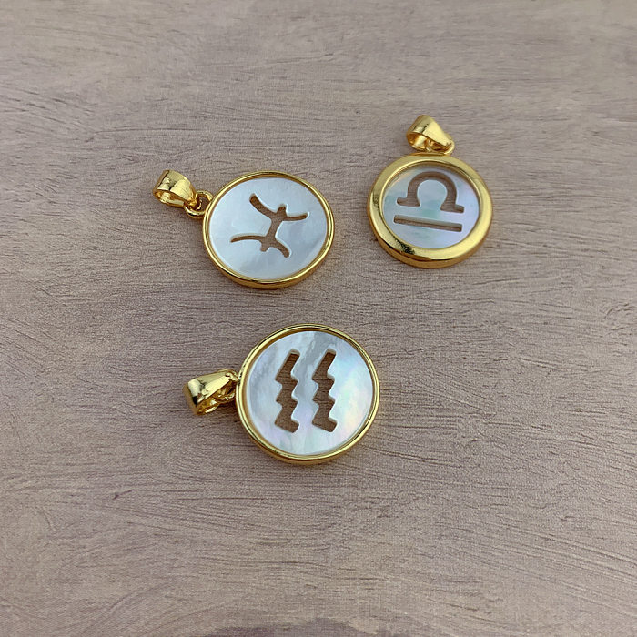 Simple Style Constellation Copper Plating Inlay Shell 18K Gold Plated Charms