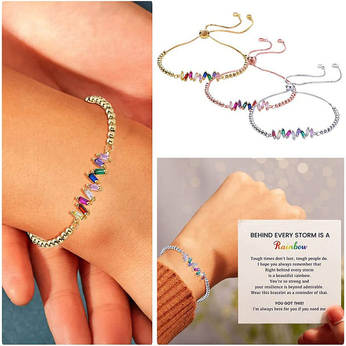 Casual Elegant Geometric Copper Inlay Zircon Bracelets
