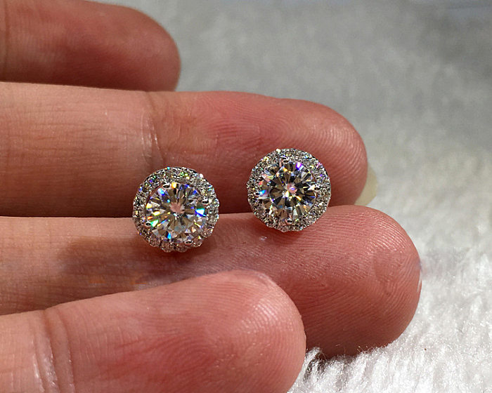 1 Pair Elegant Round Plating Inlay Copper Zircon Ear Studs
