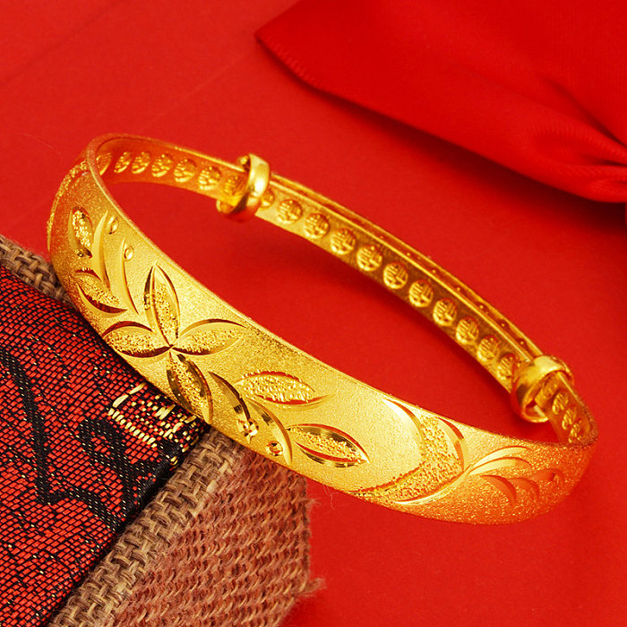 1 bracelet plaqué cuivre en forme de fleur de style simple.