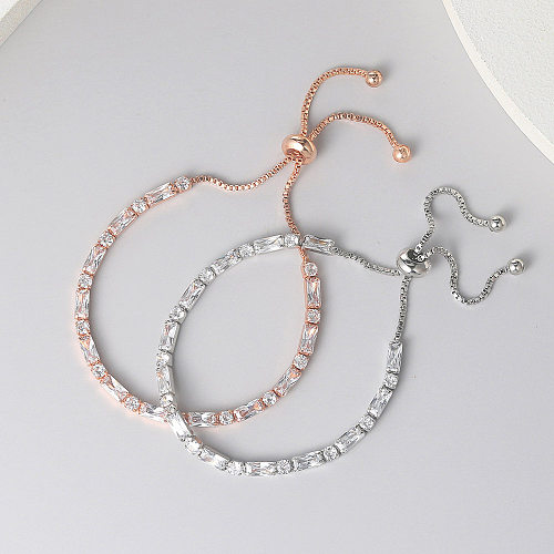 Fashion Geometric Copper Inlay Zircon Bracelets 1 Piece