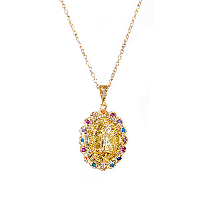 Religious Jewelry Copper Micro-set Zircon Pendant 18K Gold Plated Necklace