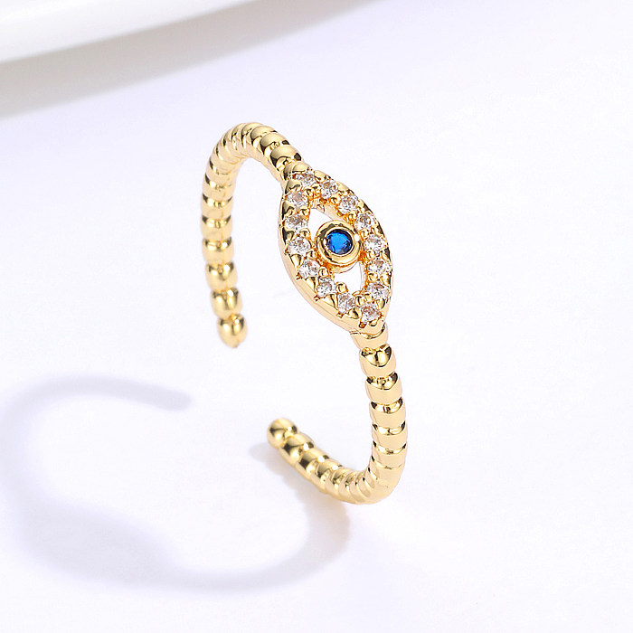 Fashion Simple Copper Electroplated 18K Gold Zircon Eye Ring
