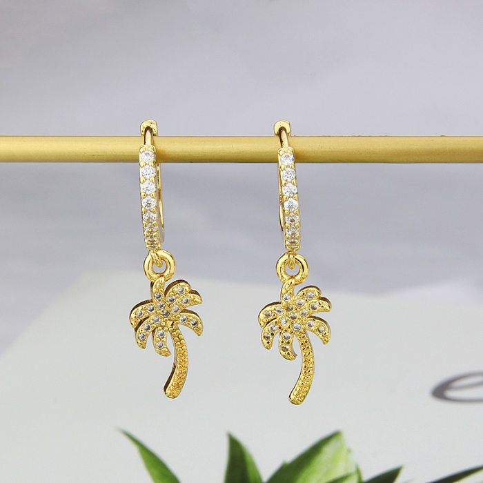 Mode herzförmige Blumen Kupfer eingelegte Zirkon Ohrringe Großhandel
